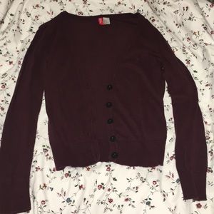 H&M burgundy button up cardigan